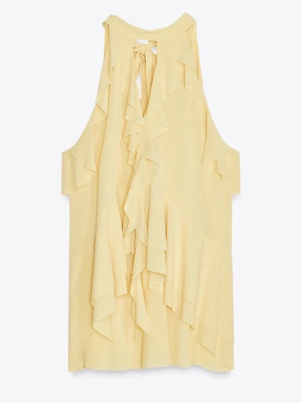 ZARA Yellow Ruffled Halter Top - Picture 3 of 4